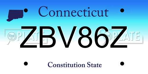 ZBV86Z Connecticut License Plate