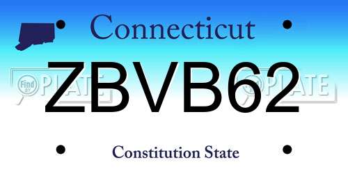 ZBVB62 Connecticut License Plate