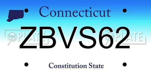 ZBVS62 Connecticut License Plate