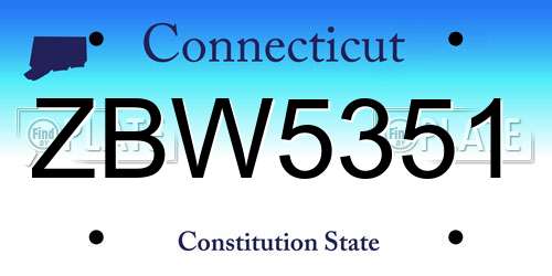 ZBW5351 Connecticut License Plate