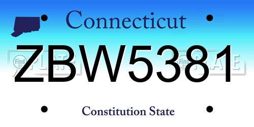 ZBW5381 Connecticut License Plate
