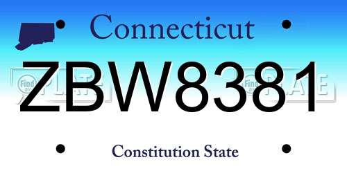 ZBW8381 Connecticut License Plate