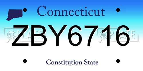 ZBY6716 Connecticut License Plate