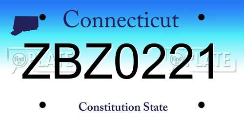 ZBZ0221 Connecticut License Plate