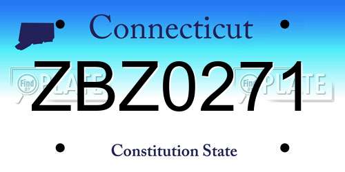 ZBZ0271 Connecticut License Plate