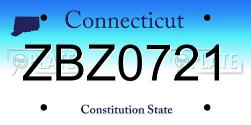 ZBZ0721 Connecticut License Plate