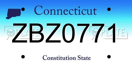 ZBZ0771 Connecticut License Plate