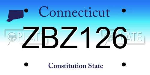 ZBZ126 Connecticut License Plate