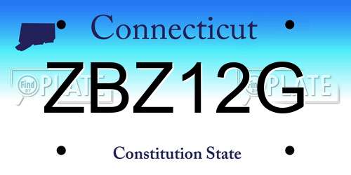 ZBZ12G Connecticut License Plate