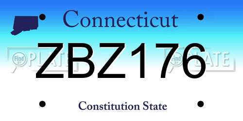 ZBZ176 Connecticut License Plate