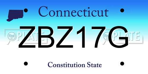 ZBZ17G Connecticut License Plate