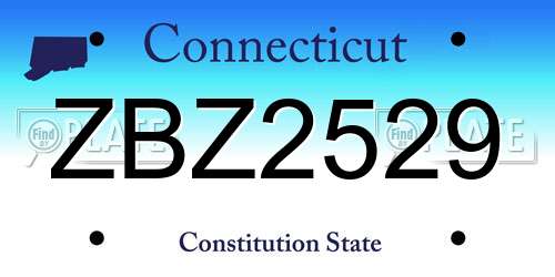 ZBZ2529 Connecticut License Plate