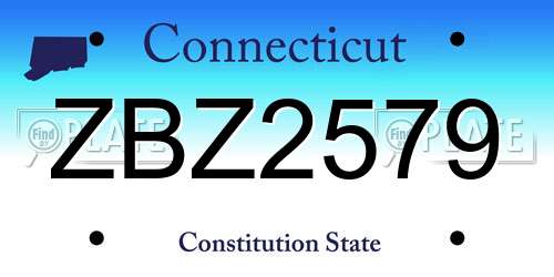 ZBZ2579 Connecticut License Plate