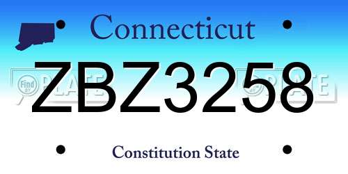 ZBZ3258 Connecticut License Plate
