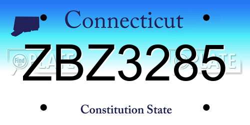 ZBZ3285 Connecticut License Plate
