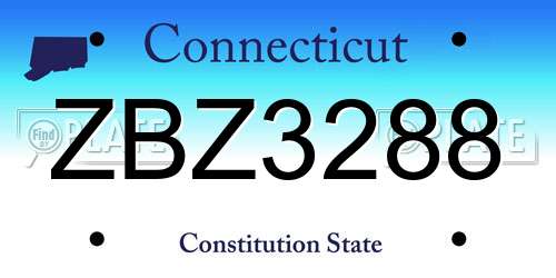 ZBZ3288 Connecticut License Plate