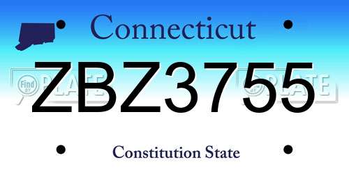 ZBZ3755 Connecticut License Plate