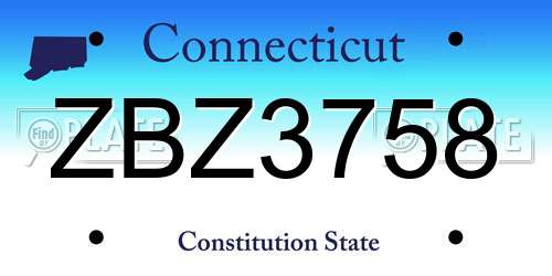 ZBZ3758 Connecticut License Plate