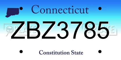 ZBZ3785 Connecticut License Plate