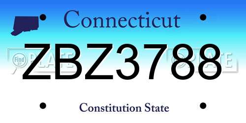 ZBZ3788 Connecticut License Plate