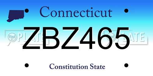 ZBZ465 Connecticut License Plate