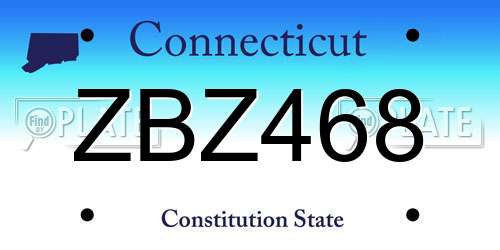ZBZ468 Connecticut License Plate