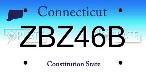 ZBZ46B Connecticut License Plate