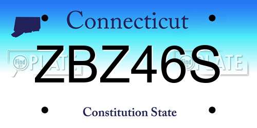 ZBZ46S Connecticut License Plate