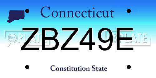 ZBZ49E Connecticut License Plate