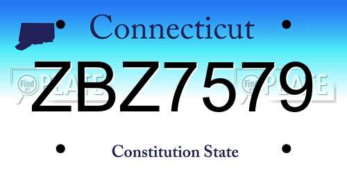 ZBZ7579 Connecticut License Plate