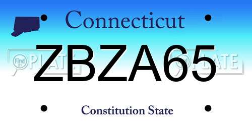 ZBZA65 Connecticut License Plate