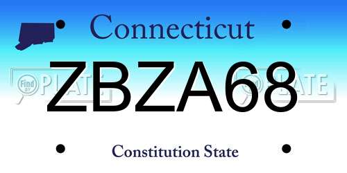ZBZA68 Connecticut License Plate
