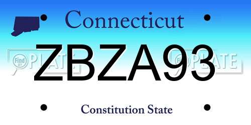 ZBZA93 Connecticut License Plate