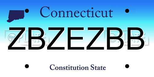 ZBZEZBB Connecticut License Plate