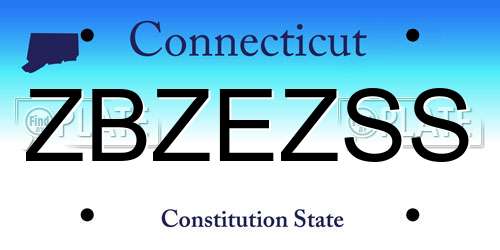 ZBZEZSS Connecticut License Plate