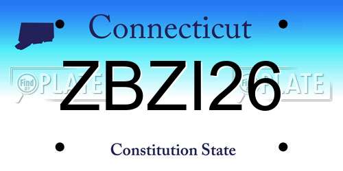 ZBZI26 Connecticut License Plate