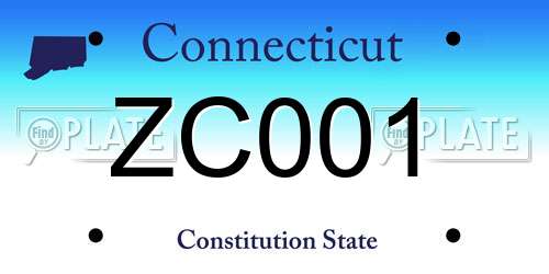 ZC001 Connecticut License Plate