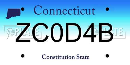 ZC0D4B Connecticut License Plate