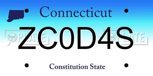 ZC0D4S Connecticut License Plate