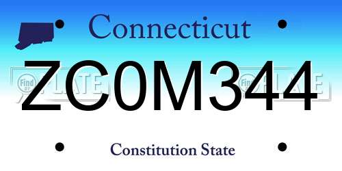 ZC0M344 Connecticut License Plate