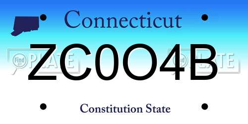 ZC0O4B Connecticut License Plate