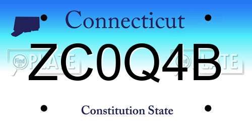 ZC0Q4B Connecticut License Plate