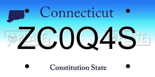 ZC0Q4S Connecticut License Plate