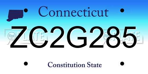 ZC2G285 Connecticut License Plate
