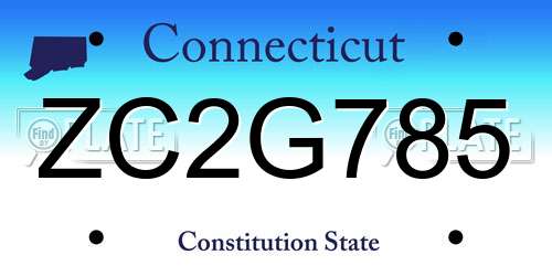 ZC2G785 Connecticut License Plate