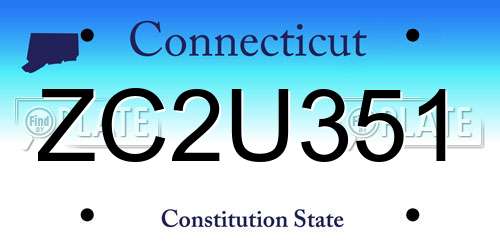 ZC2U351 Connecticut License Plate
