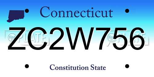 ZC2W756 Connecticut License Plate
