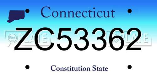 ZC53362 Connecticut License Plate