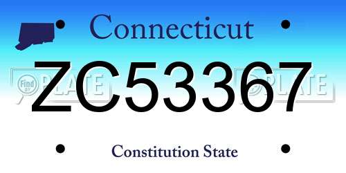 ZC53367 Connecticut License Plate