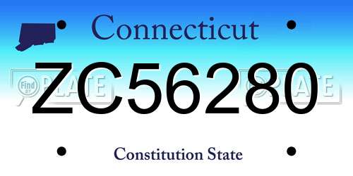 ZC56280 Connecticut License Plate